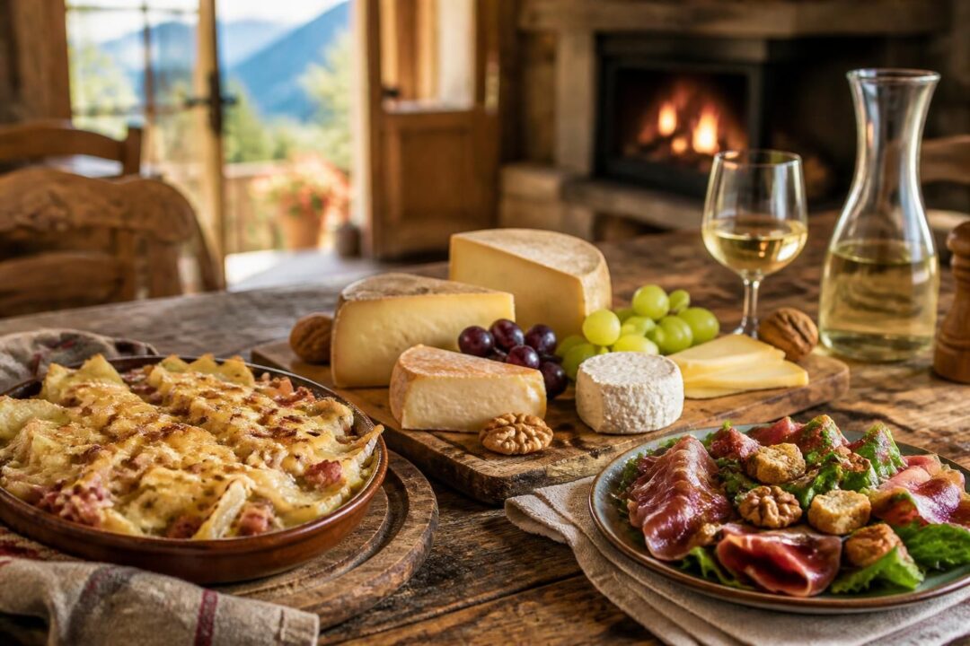découvrez le menu typique d'une table d'hôtes savoyarde : structure du repas, spécialités culinaires savoyardes et délicieux plateau de fromages locaux.
